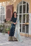 KA 1136 Faux Blooming Embroidery Designer Gown With Dupatta Wholesalers In Surat